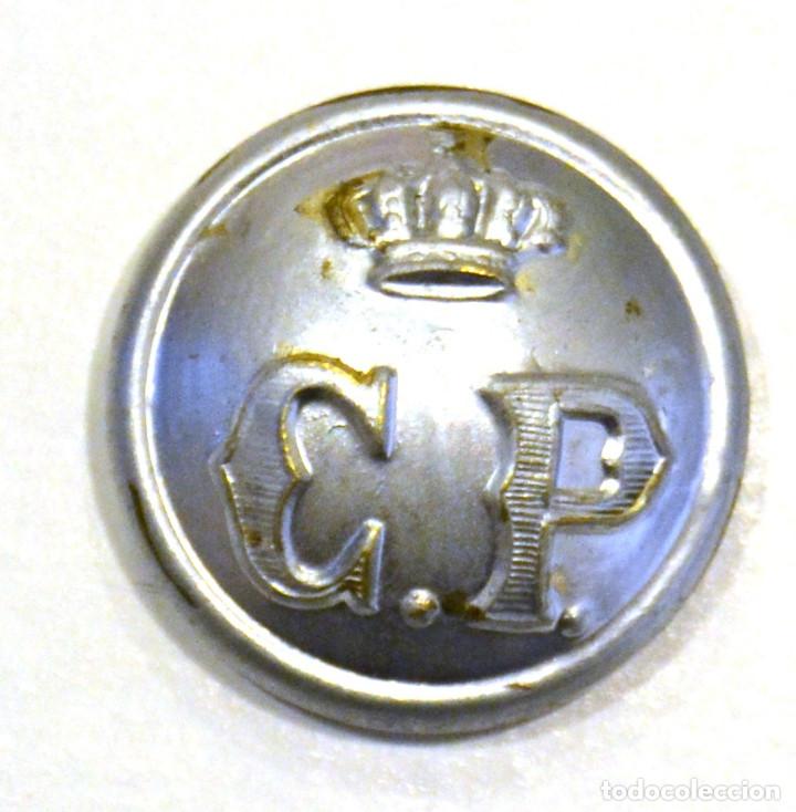 Militaria: BOT&Oacute;N CP PLATEADO CON CORONA &Eacute;POCA AXIII 21 MM - Foto 1
