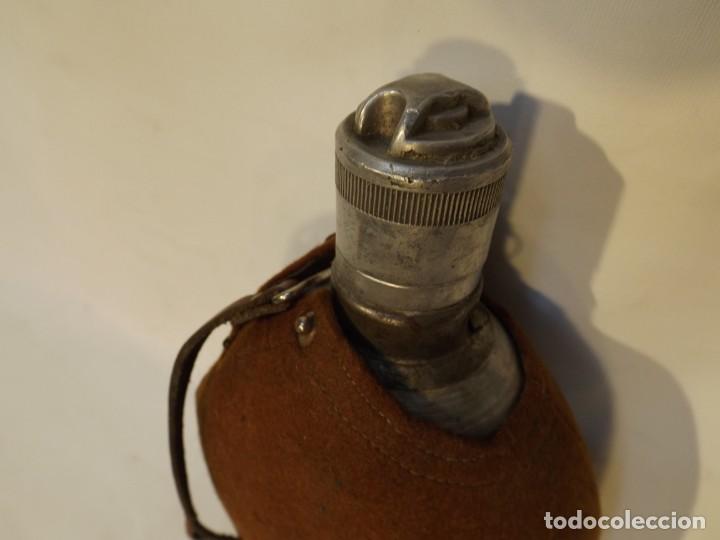 Militaria: Cantimplora de aluminio militar con funda marr&oacute;n 22 cm. - Foto 2