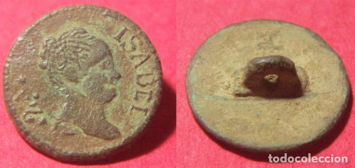 Militaria: Bot&oacute;n con el busto de Isabel II - Foto 1