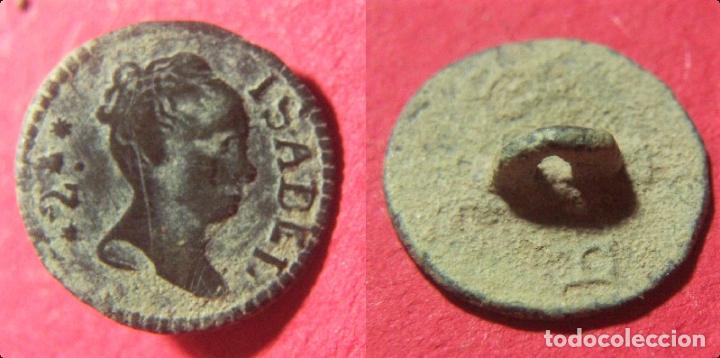 Militaria: BOTON CON EL BUSTO DE ISABEL II - Foto 1