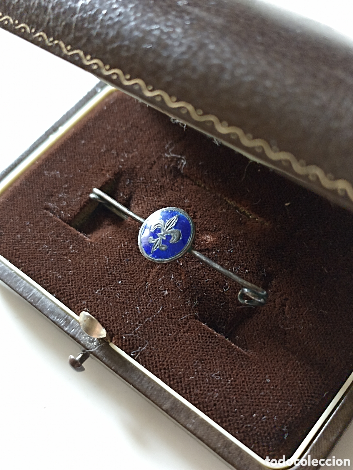 Militaria: ALFILER DE CORBATA PLATA Y ESMALTE, FLOR DE LIS - Foto 1