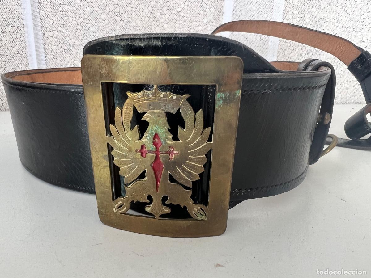 Militaria: CINTURON DE CHAROL CON HEBILLA EJERCITO TIERRA - Foto 1