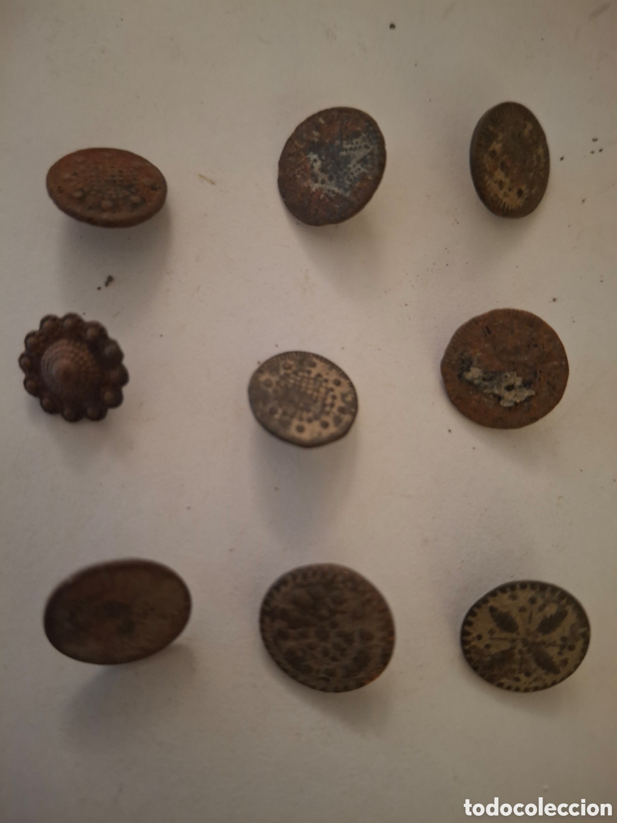 Militaria: LOTE DE 9 BOTONES ANTIGUOS - Foto 1