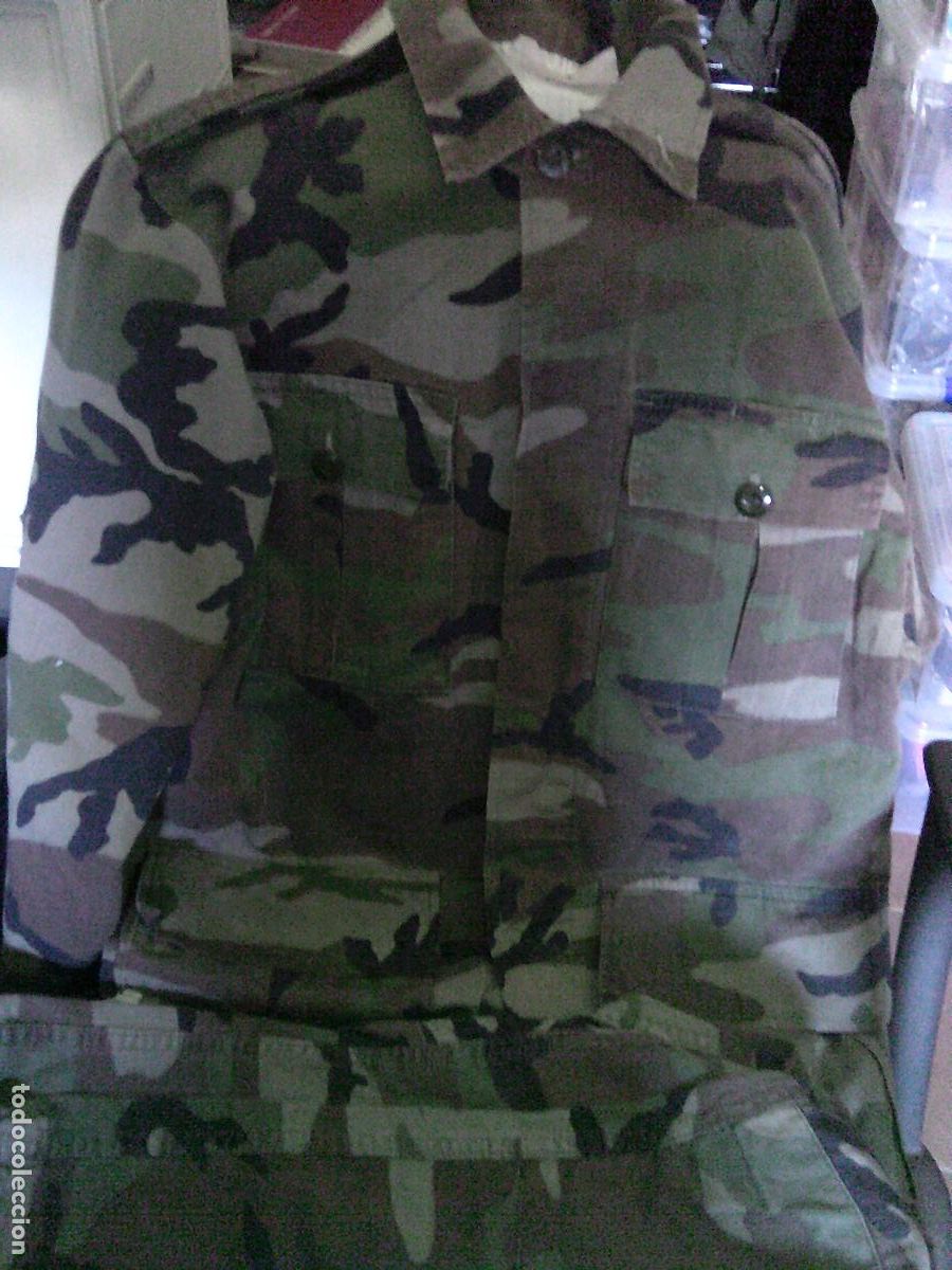 Militaria: Uniforme faena antiguo de Infanter&iacute;a de Marina de la Armada Espa&ntilde;ola Chaqueta y pantal&oacute;n Talla M