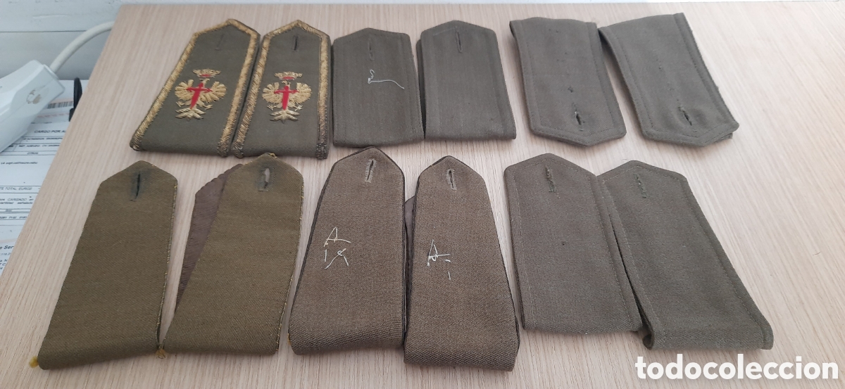 Militaria: 6 parejas de hombreras para uniforme ejercicio espa&ntilde;ol
