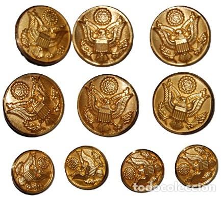 Militaria: LOTE DE 10 BOTONES METALICOS DORADOS MILITARES USA