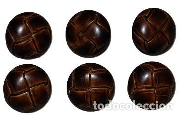 Militaria: LOTE DE 6 BOTONES DE PASTA TIPO BALON A&Ntilde;OS 70 MARRONES 2 CM-12