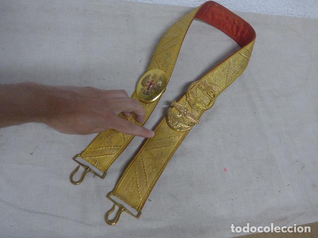 Militaria: Antiguo cinturon bandolera de gala franquista, con sus hebillas, epoca de Franco.