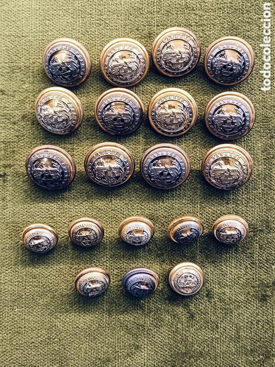 Militaria: LOTE DE 20 BOTONES . 12 GRANDES Y 8 PEQUE&Ntilde;OS. INGENIERO DE CAMINOS CANALES Y PUERTOS . ALFONSO XIII