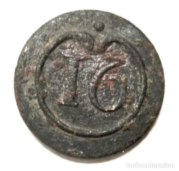 Militaria: GUERRA INDEPENDENCIA: BOT&Oacute;N FRANCES,INFANTER&Iacute;A REG.N&ordm;16 1803-1913.