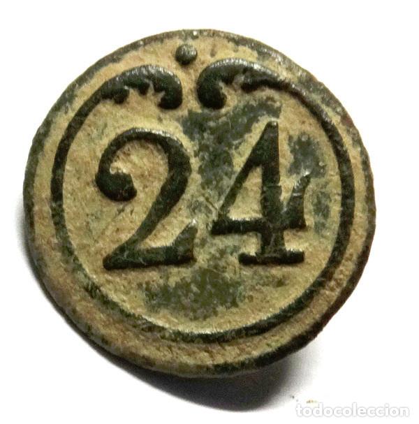 Militaria: GUERRA INDEPENDENCIA: BOT&Oacute;N FRANCES,INFANTER&Iacute;A REG.N&ordm;24 1803-1913.