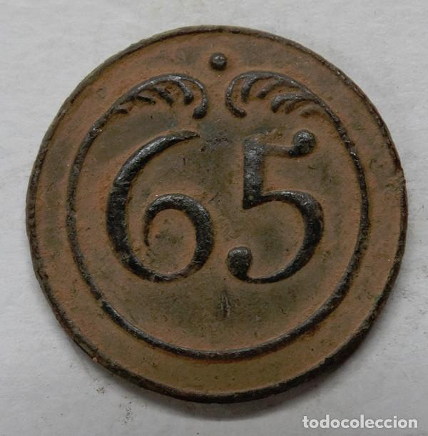Militaria: GUERRA INDEPENDENCIA: BOT&Oacute;N FRANCES,INFANTER&Iacute;A REG.N&ordm;65 1803-1913.