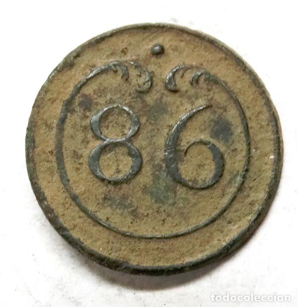 Militaria: GUERRA INDEPENDENCIA: BOT&Oacute;N FRANCES,INFANTER&Iacute;A REG.N&ordm;86 1803-1913.