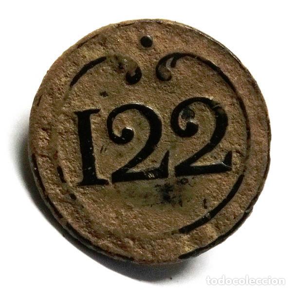 Militaria: GUERRA INDEPENDENCIA: BOT&Oacute;N FRANCES,INFANTER&Iacute;A REG.N&ordm;122 1803-1913.