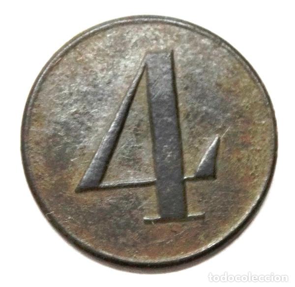 Militaria: BOTON INFANTERIA EN LINEA 1821-1840, REGIMIENTO N&ordm;4.(2)