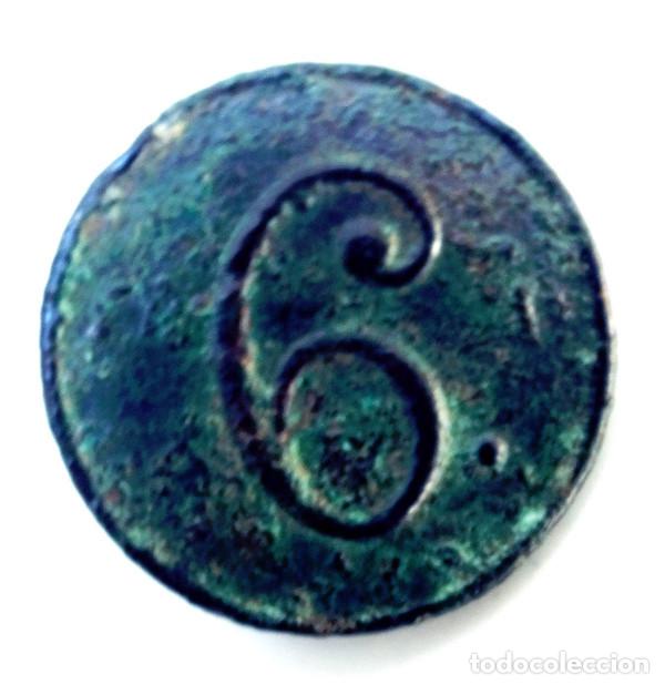 Militaria: BOTON INFANTERIA EN LINEA 1821-1840, REGIMIENTO N&ordm;6