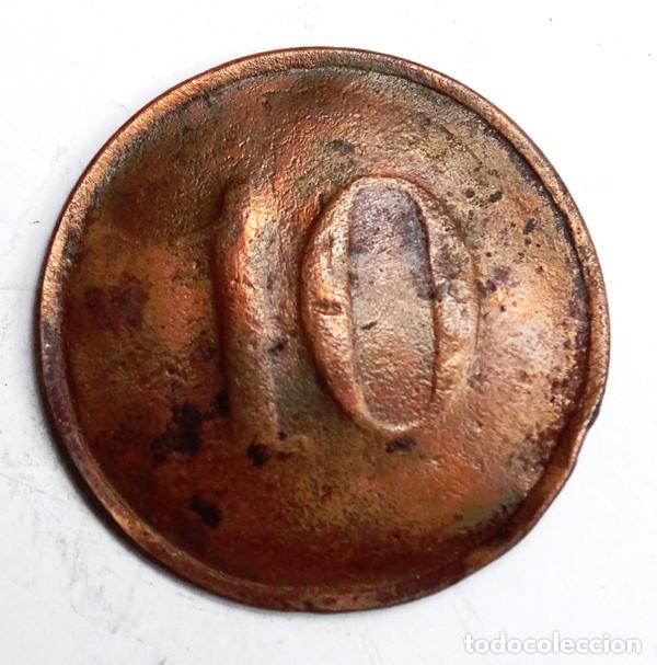 Militaria: BOTON INFANTERIA EN LINEA 1821-1840, REGIMIENTO N&ordm;10