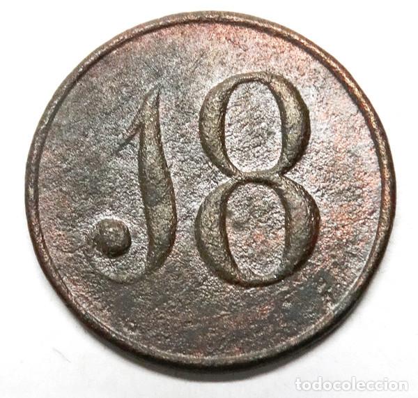 Militaria: BOTON INFANTERIA EN LINEA 1821-1840, REGIMIENTO N&ordm;18