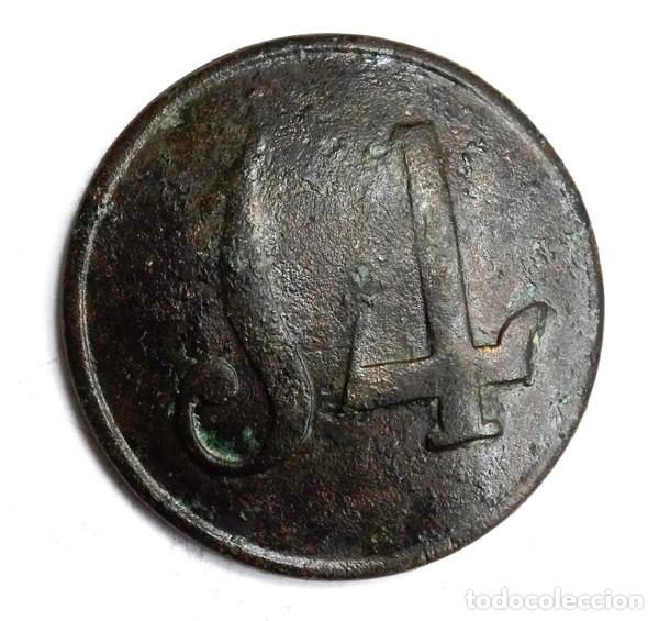 Militaria: BOTON INFANTERIA EN LINEA 1841-1846, REGIMIENTO N&ordm;14