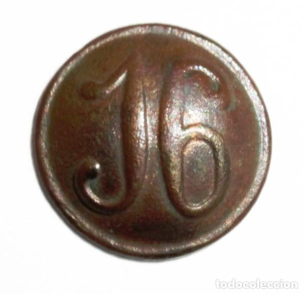 Militaria: BOTON INFANTERIA EN LINEA 1841-1846, REGIMIENTO N&ordm;16