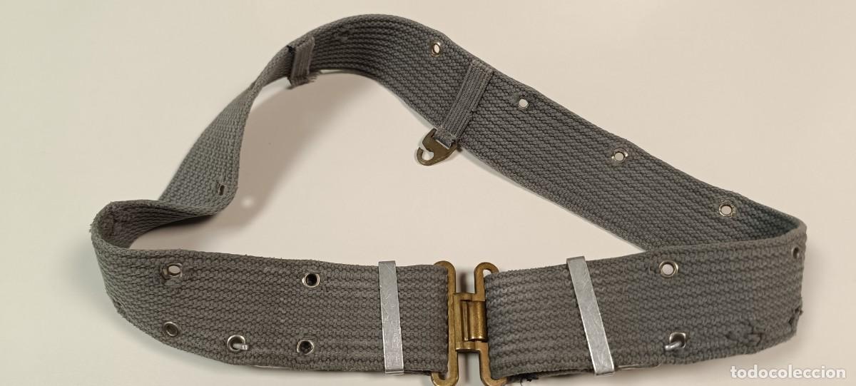 Militaria: CINTURON DE LONA GRIS DE INFANTER&Iacute;A MARINA, MARINA O PARACAIDISTAS, CON DOS ENGANCHES TRASEROS