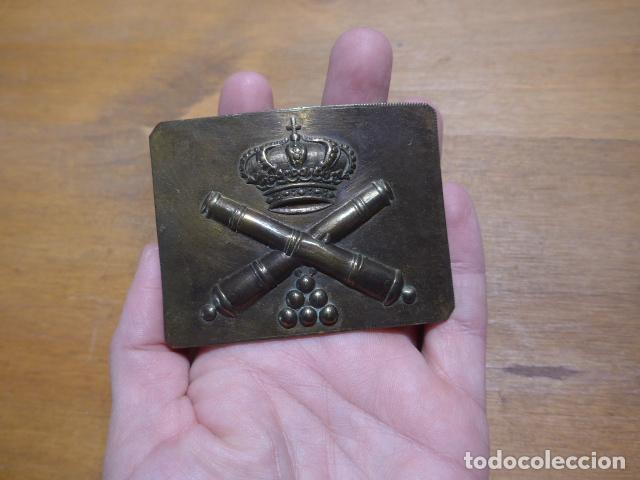 Militaria: Antigua hebilla de artilleria alfonsina, original, epoca de Alfonso XIII.