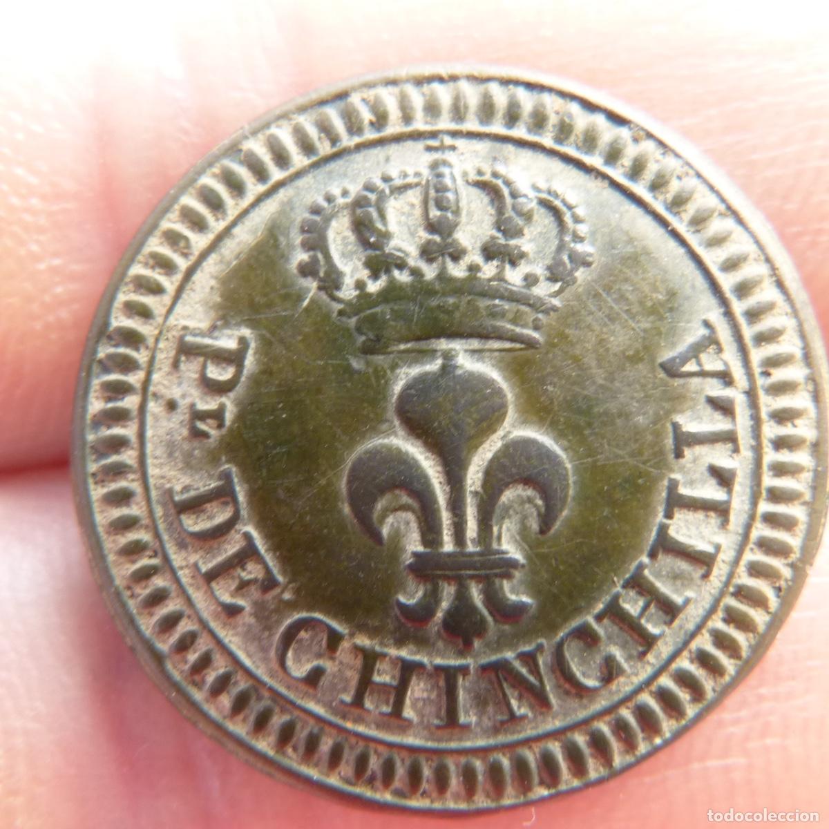 Militaria: Antiguo boton militar carlista de la poblacion de chinchilla, Albacete, 4,47gr, 22mm.