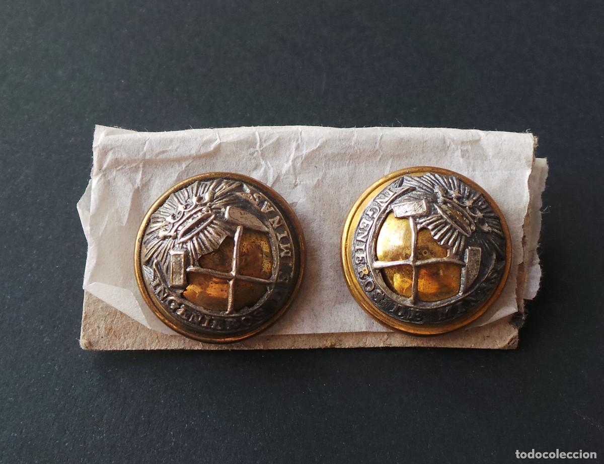 Militaria: 2 BOTONES. INGENIEROS DE MINAS - ALFONSO XIII - 2 CM DE DI&Aacute;METRO.