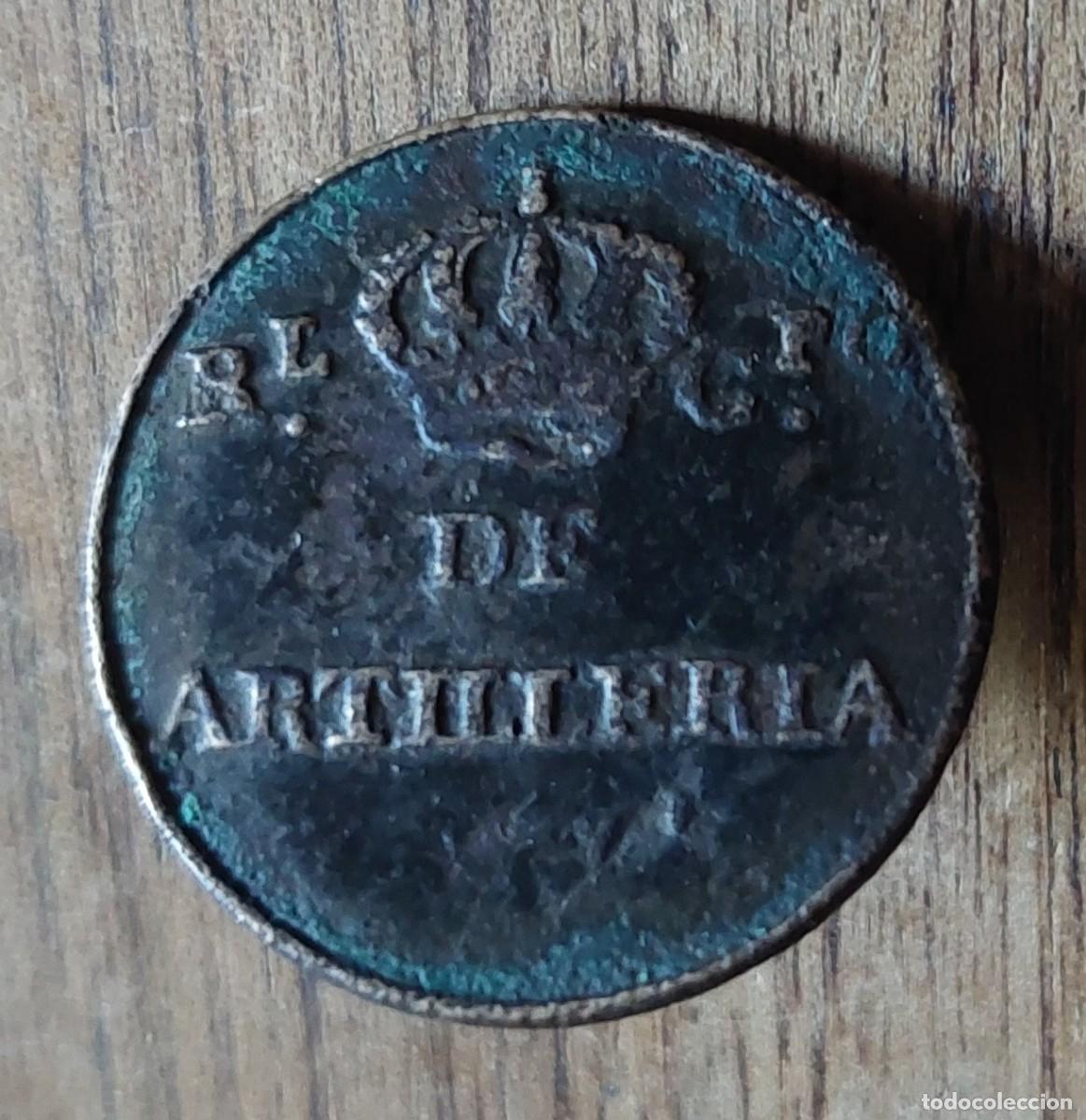 Militaria: Bot&oacute;n guerra independencia regimiento espa&ntilde;ol Real cuerpo de artilleria