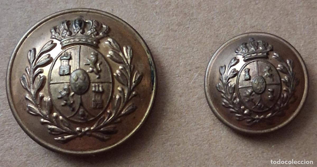 Militaria: BOTONES AYUDANTE DE GENERAL MODELO 1860 DORADOS SEMIABOMBADO Y CON FILO 23 Y 16 MM