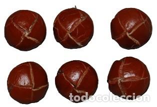 Militaria: LOTE DE 6 BOTONES DE CUERO UNIFORME MILITAR A&Ntilde;OS 20/30 ALFONSINOS MARRONES 1.5 CM-18