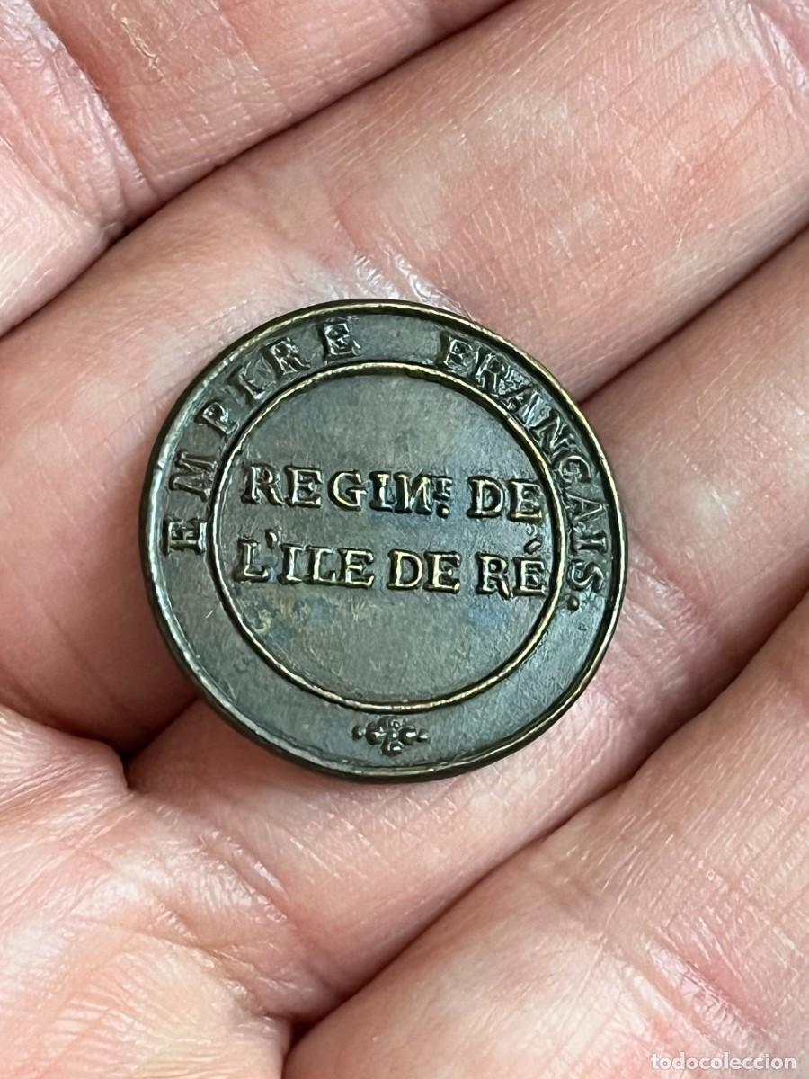 Militaria: Boton frances Regimento de L'ile de Re, Guerra Independencia