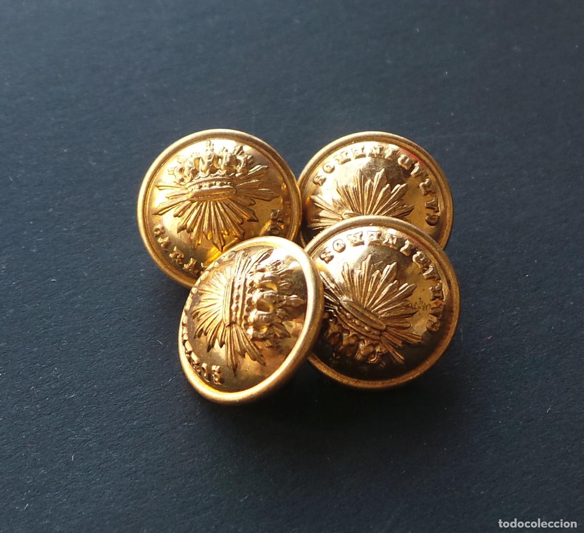 Militaria: LOTE DE BOTONES, CUERPO DE CARABINEROS, ALFONSO XIII. 1,4 CM DE DI&Aacute;METRO. APROX.