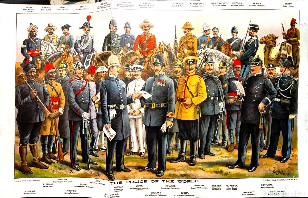 Militaria: L&aacute;mina de LA POLICIA del MUNDO - THE POLICE OF THE WORLD - a&ntilde;os 1925