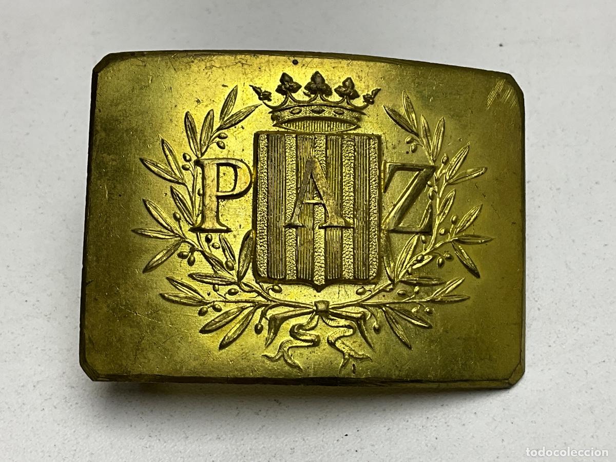 Militaria: RARA Y ANTIGUA HEBILLA DE SOMETENS ARMATS DE CATALUNYA - PAZ - CON MUY POCO USO O SIN USAR - RARA