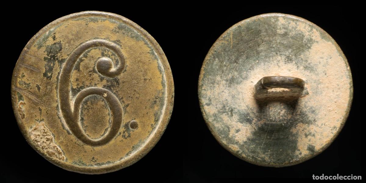 Militaria: Button Military Spanish, Infantry Line, Regiment 6 (1846-1867) - 22 mm.