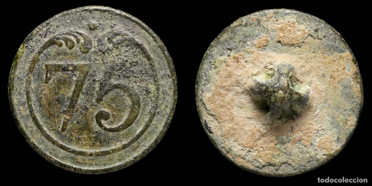 Militaria: Bot&oacute;n Militar Frances, Regimiento 75, Guerras Napoleonicas - 22 mm.
