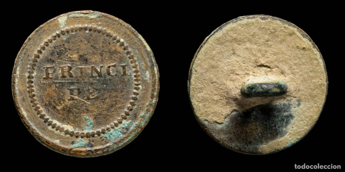 Militaria: Bot&oacute;n Militar Espa&ntilde;ol, Regimiento de Caballer&iacute;a 3, Principe (1796-1800) - 16 mm.