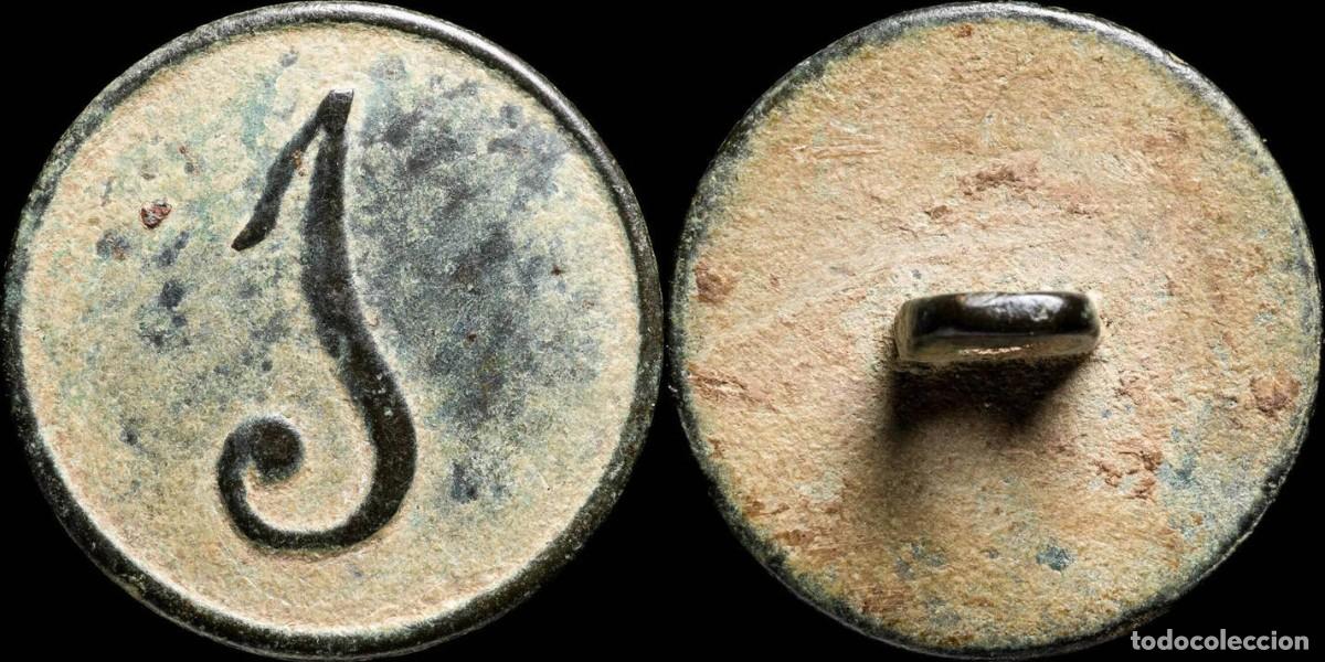 Militaria: Button Military Spanish, Regiment 1 Infantry, Napoleonic Wars 1821, 22 mm