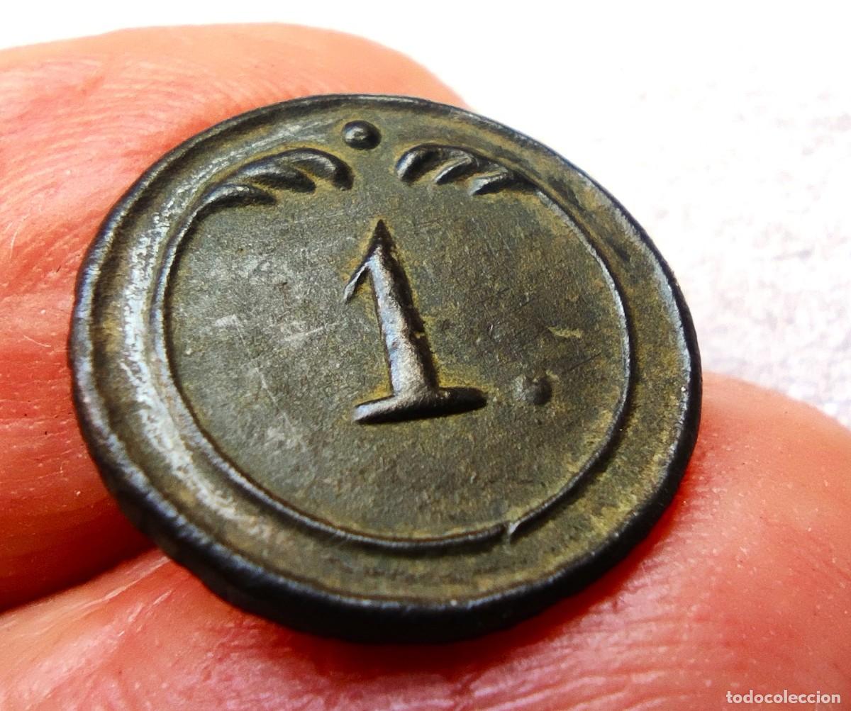 Militaria: Bot&oacute;n militar guerra independencia Regimiento de l&iacute;nea franc&eacute;s N&ordm;1 - 15 mm. EXCELENTE CONSERVACI&Oacute;