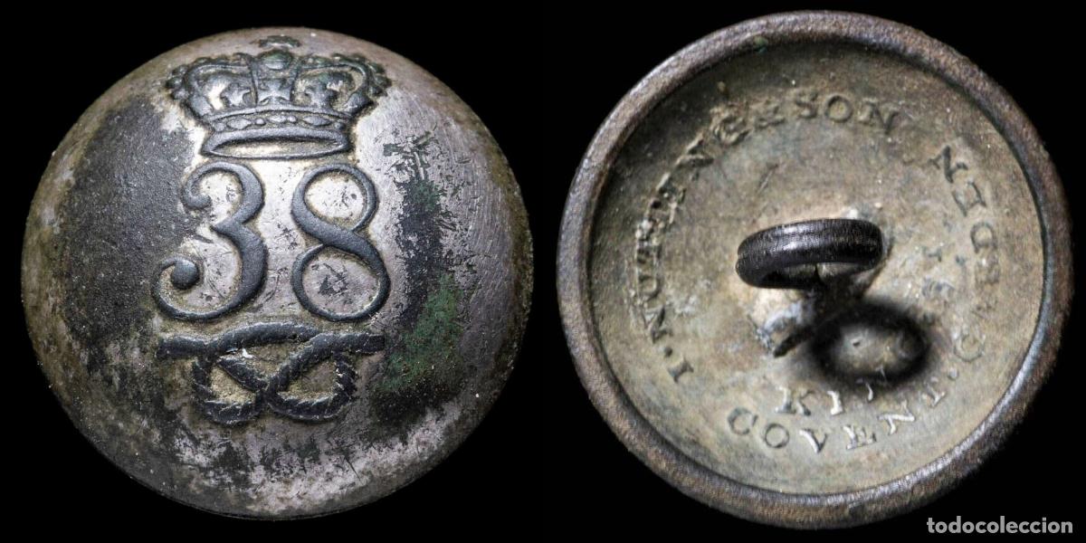 Militaria: British Military Button, 38&ordm; 1&ordm; Staffordshire, Napoleonic Wars, 16 mm.During the War of Independence