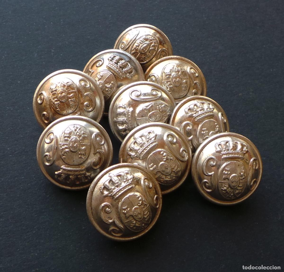 Militaria: LOTE DE BOTONES. GUARDIA CIVIL. ALFONSO XIII.- 1,5 CM DE DI&Aacute;METRO