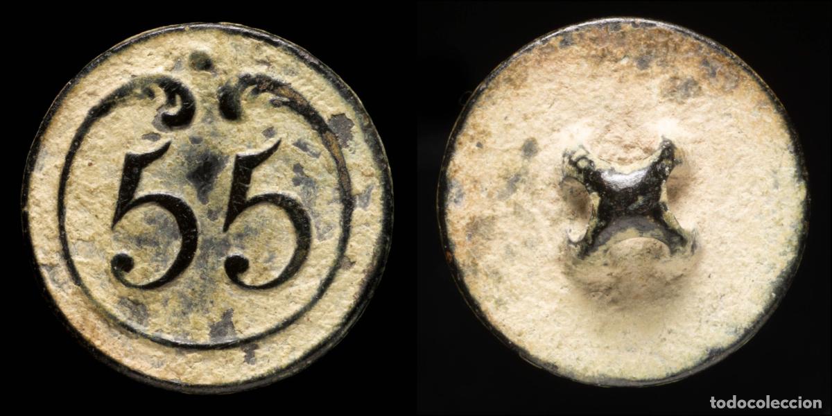 Militaria: Button Military French, Regiment 55, Napoleonic Wars - 16 mm.