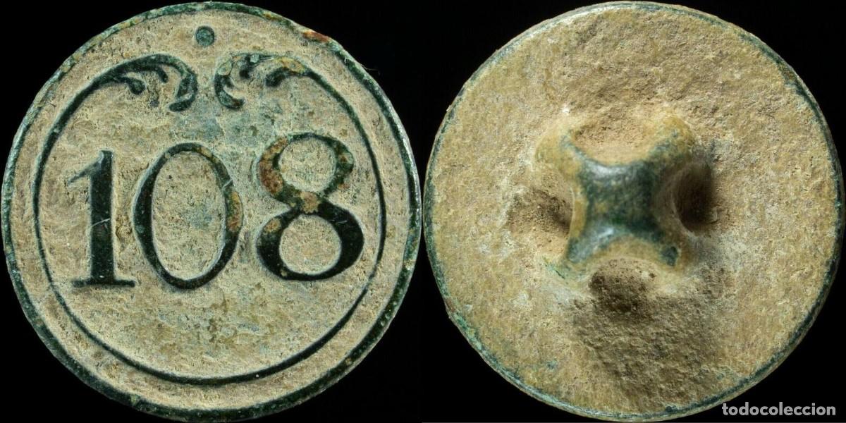 Militaria: Bot&oacute;n Militar Frances, Regimiento 108, Guerras Napoleonicas, 16 mm.