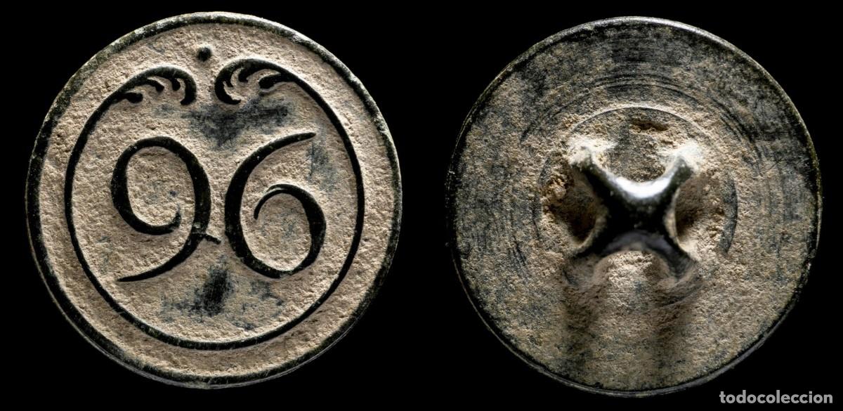 Militaria: Button French army, Regiment 96, Napoleonic wars, 17 mm.