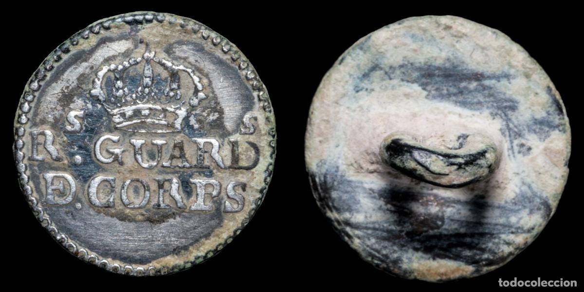 Militaria: Button Independence War, Reales Guardias de Corps, 13 mm.