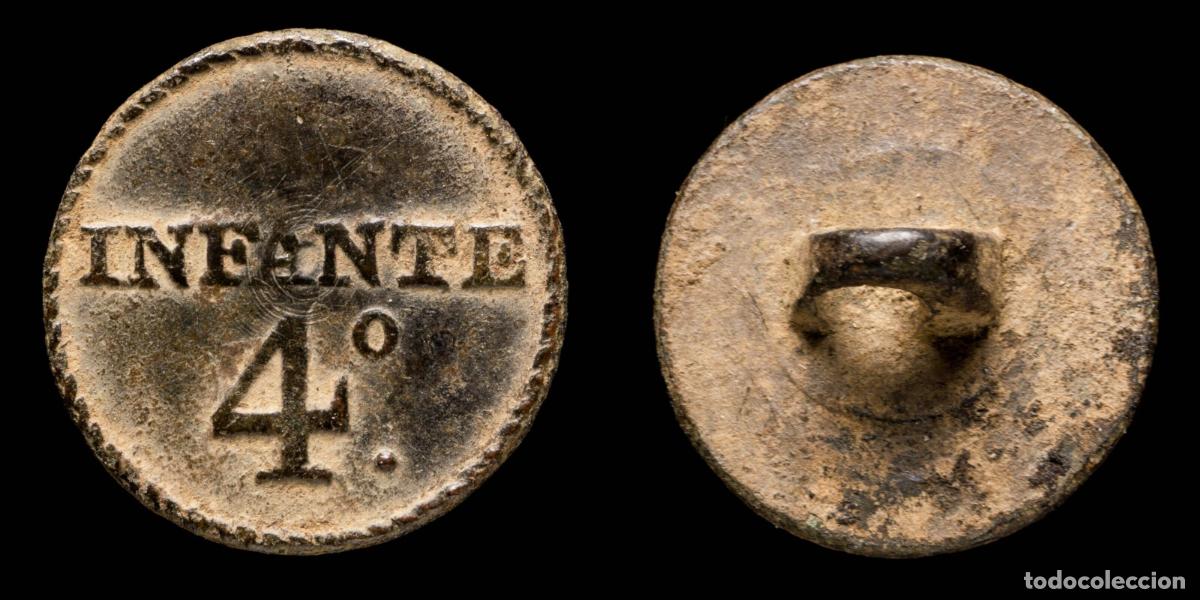 Militaria: Button Cavary Infante 4&ordm;, Napoleonic wars, 16 mm.