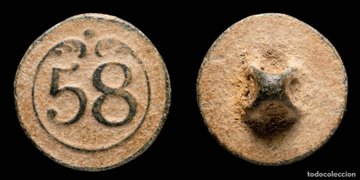 Militaria: Button Military French, Regiment 58, Napoleonic wars - 15 mm.