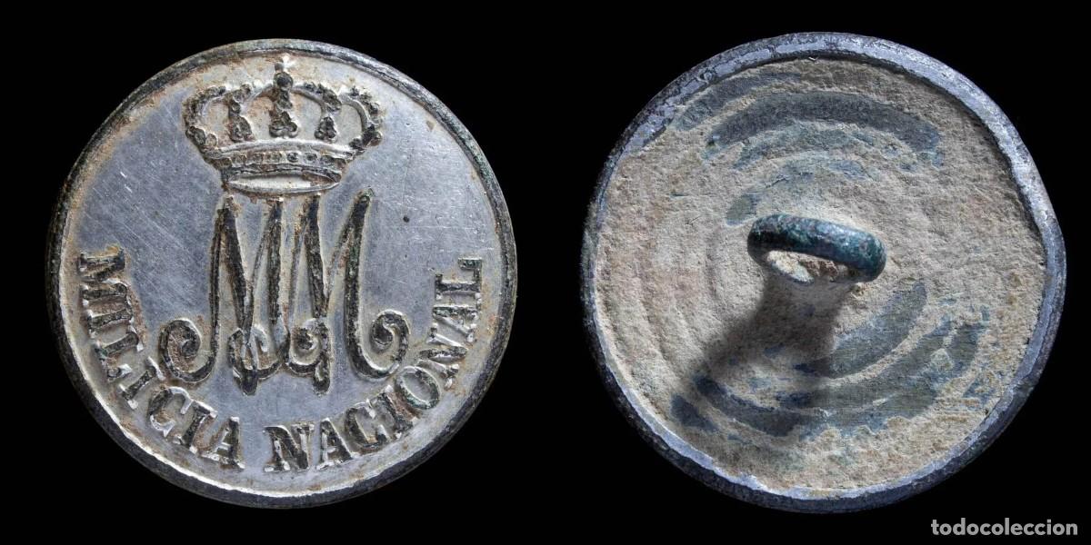 Militaria: Spanish Button Independence War, Milicia Nacional, 21 mm.