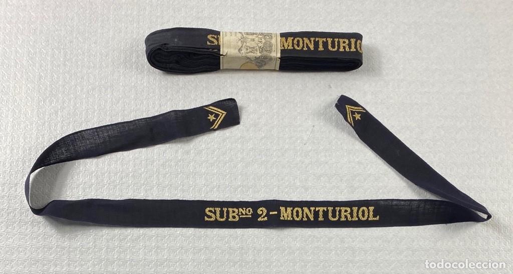 Militaria: Cinta para gorro Lepanto de tripulante del SUBMARINO 2 MONTURIOL 1917 Original
